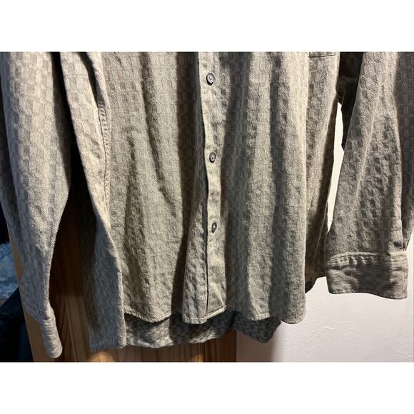Va Bene Vintage Men’s L Gray Check Long Sleeve Button Down Cotton Shirt - Picture 11 of 14